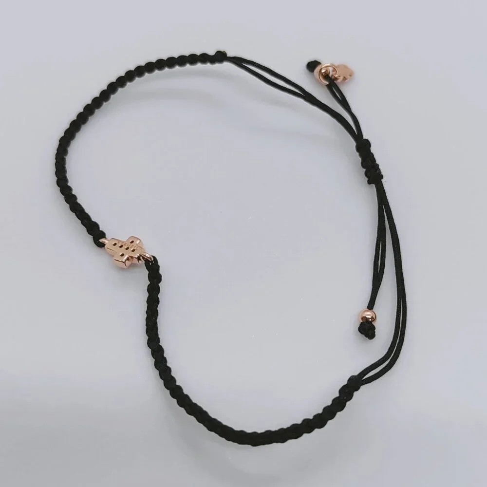 TOUS Motif cross Bracelet in Rose Gold Vermeil with Spinels and black Cord - Picture 11 of 11